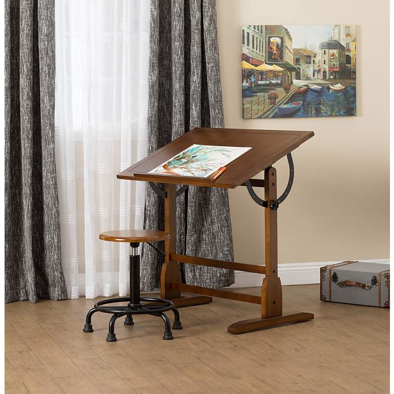 Image 3 Studio Designs Vintage Wood Table with 36" x 24" Adjustable Top- Oak more views