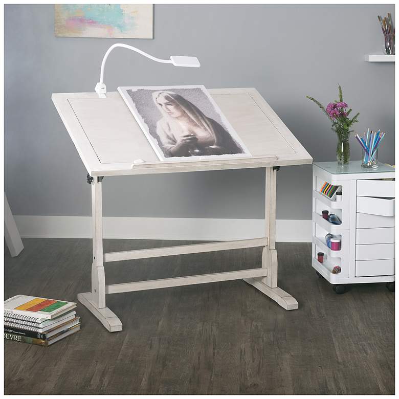Image 3 Studio Designs Vintage Wood Table with 42" x 30" Adjustable Top-White more views