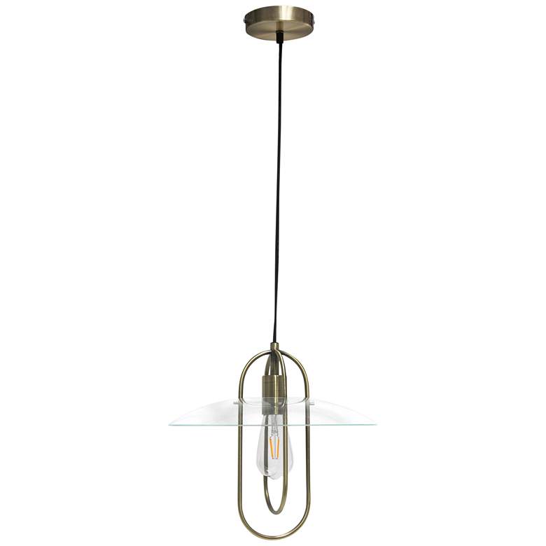 Image 2 Studio Loft 13 1/2 inch Wide Antique Brass Metal Pendant Light