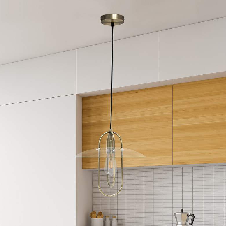 Image 7 Studio Loft 13 1/2" Wide Antique Brass Metal Pendant Light more views
