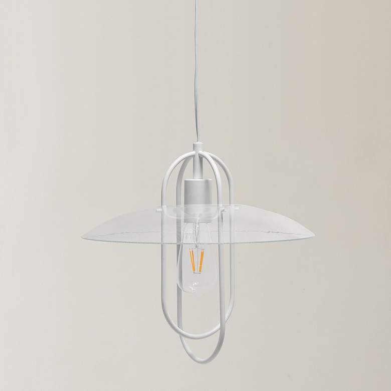 Image 1 Studio Loft 13 1/2 inch Wide White Metal Pendant Light