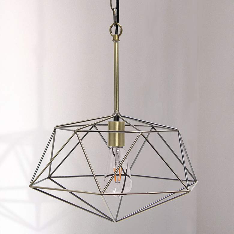 Image 1 Studio Loft 16 inch Wide Antique Brass Metal Pendant Light