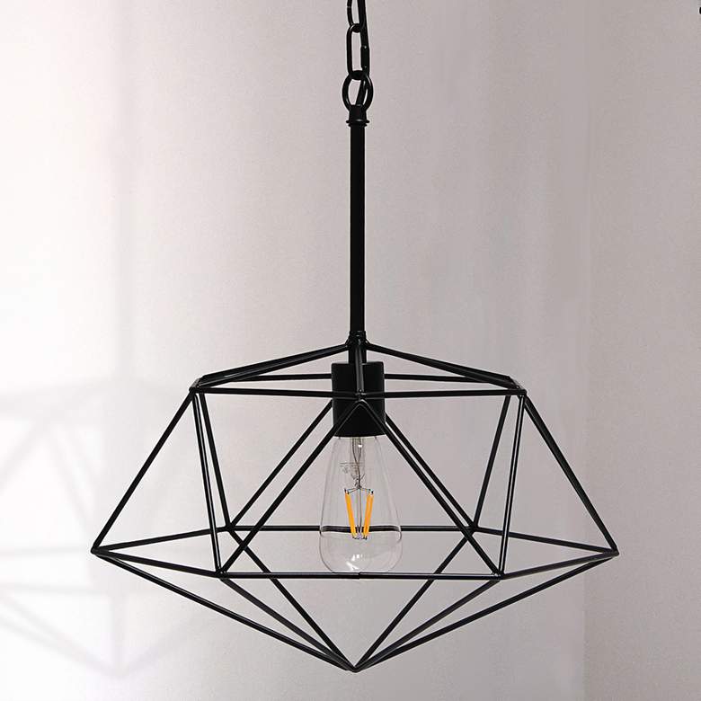 Image 1 Studio Loft 16 inch Wide Black Metal Pendant Light