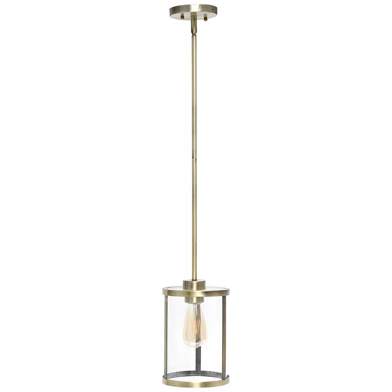 Image 2 Studio Loft 6 3/4" Wide Antique Brass Metal Mini Pendant