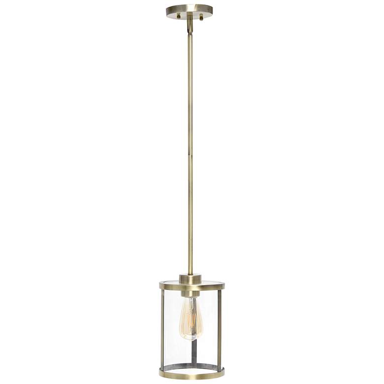 Image 2 Studio Loft 6 3/4 inch Wide Antique Brass Metal Mini Pendant