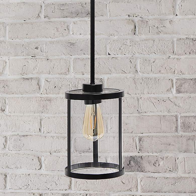 Image 1 Studio Loft 6 3/4" Wide Black Metal Mini Pendant
