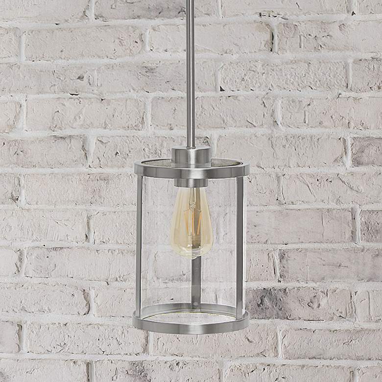 Image 1 Studio Loft 6 3/4" Wide Brushed Nickel Mini Pendant
