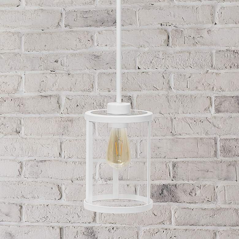 Image 1 Studio Loft 6 3/4" Wide White Metal Mini Pendant