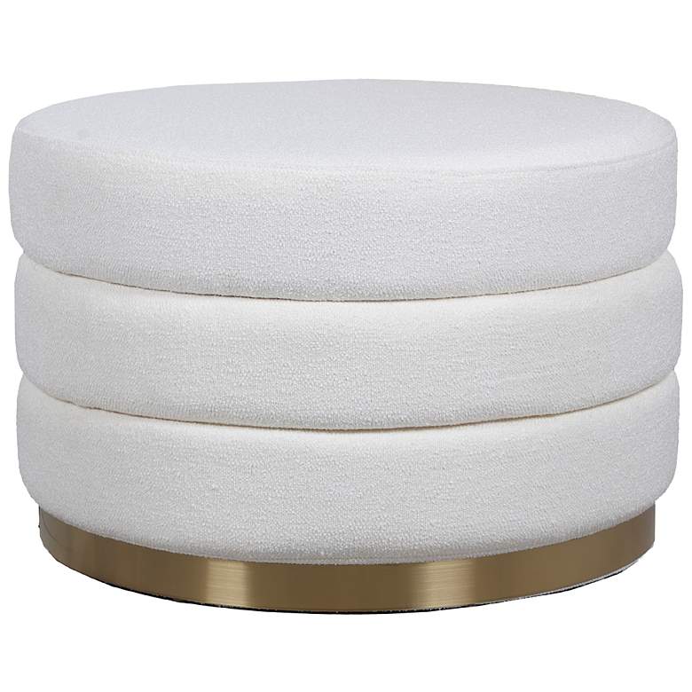 Image 1 StyleCraft 15" High Ivory Brass Ottoman