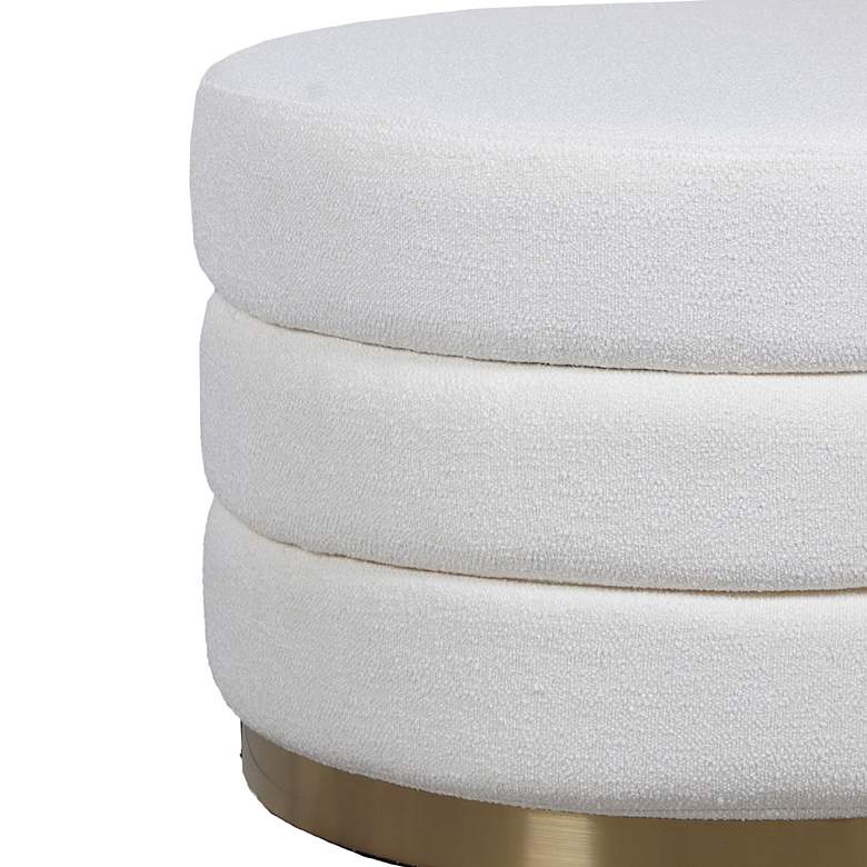 Image 2 StyleCraft 15" High Ivory Brass Ottoman more views
