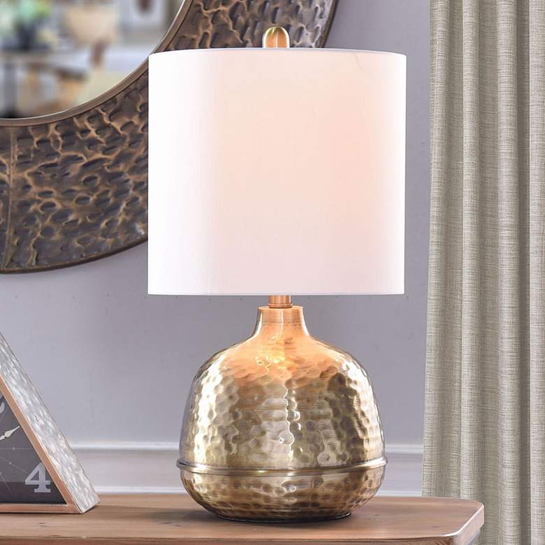 Image 1 Stylecraft 16.5 inch Hammered Gold Finish Accent Table Lamp