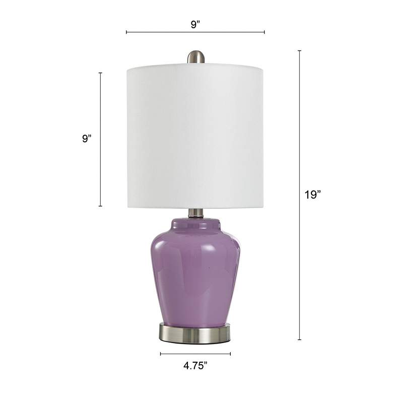 Image 7 Stylecraft 18 1/2" White Linen Shade Lilac Purple Accent Table Lamp more views
