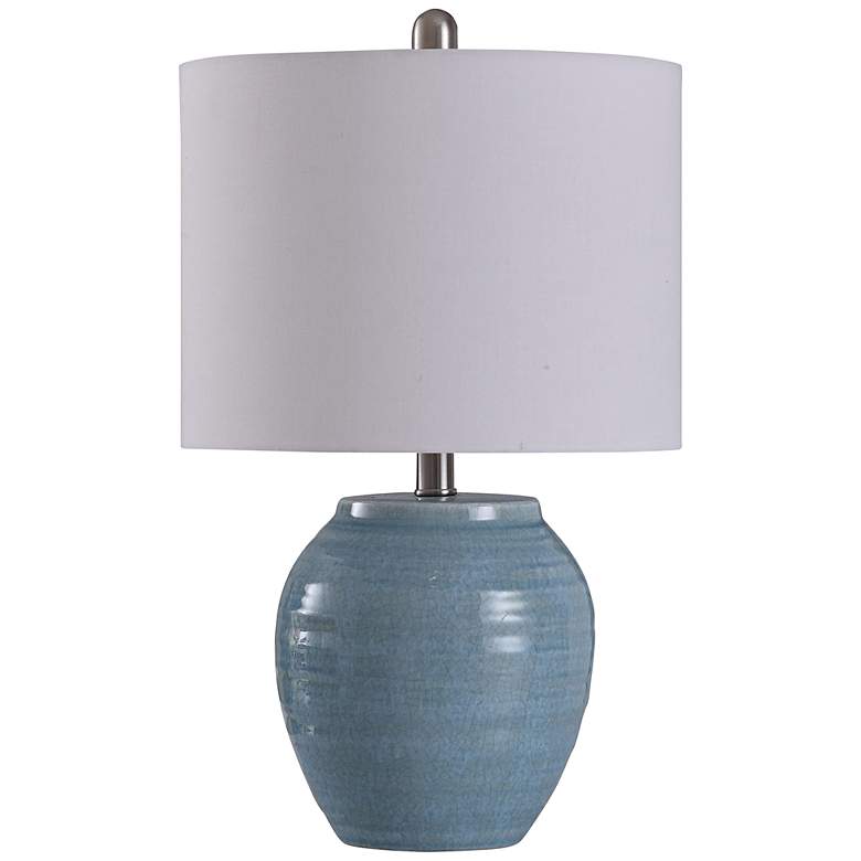 Image 1 Stylecraft 20.5" High Light Blue Crackle Ceramic Accent Table Lamp
