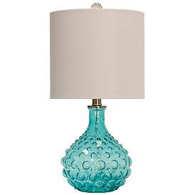 Image2 of Stylecraft 20" Coastal Blue Textured Glass Table Lamp