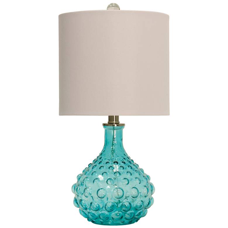 Image 2 Stylecraft 20 inch Coastal Blue Textured Glass Table Lamp