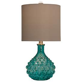 Image3 of Stylecraft 20" Coastal Blue Textured Glass Table Lamp more views