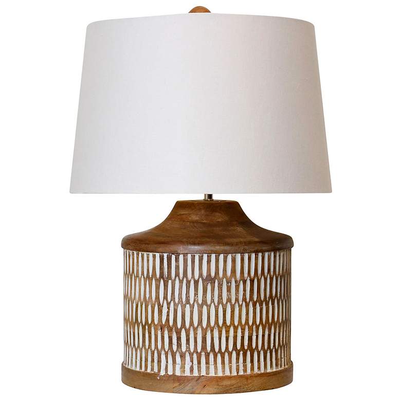 Image 2 Stylecraft 20" High Painted White and Carved Wood Accent Table Lamp more views