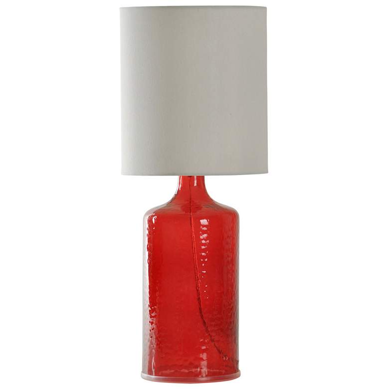 Image 1 Stylecraft 21.5 inch High Farmhouse Red Glass Table Lamp