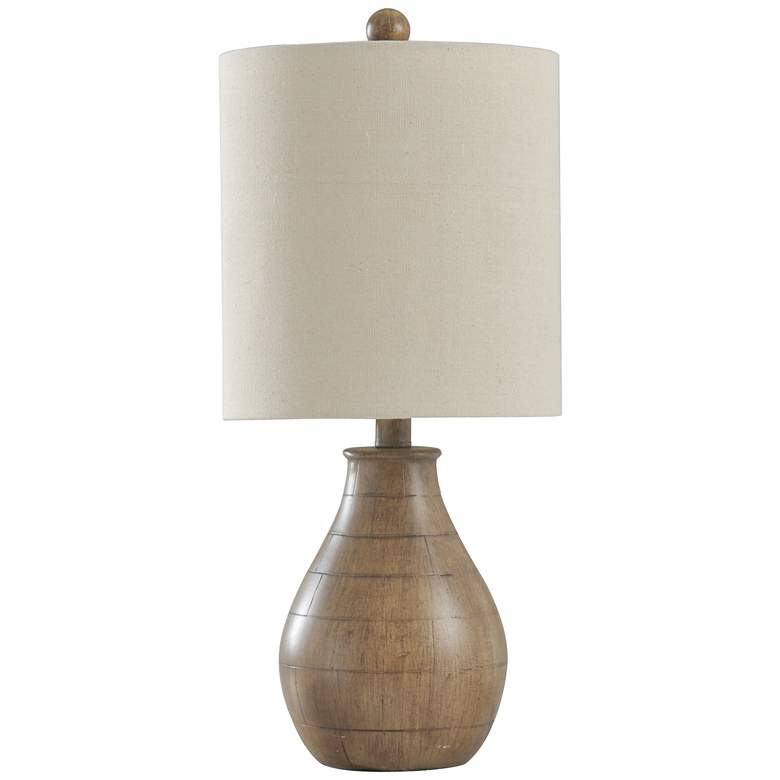 Image 1 Stylecraft 21 1/4" High Faux Oak Wood Panel Table Lamp