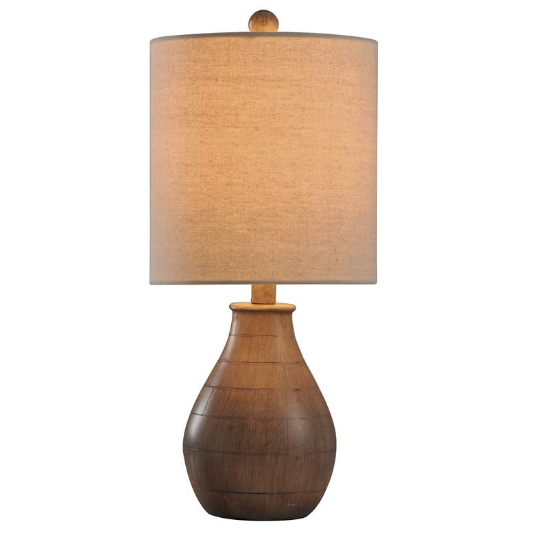Image 2 Stylecraft 21 1/4" High Faux Oak Wood Panel Table Lamp more views