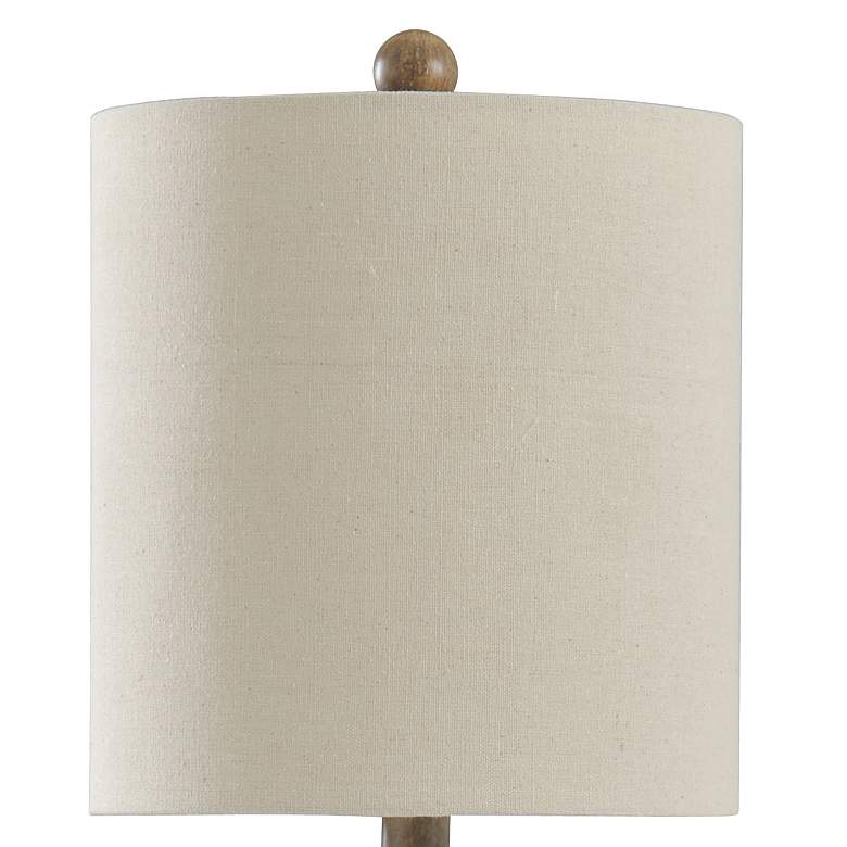 Image 3 Stylecraft 21 1/4" High Faux Oak Wood Panel Table Lamp more views