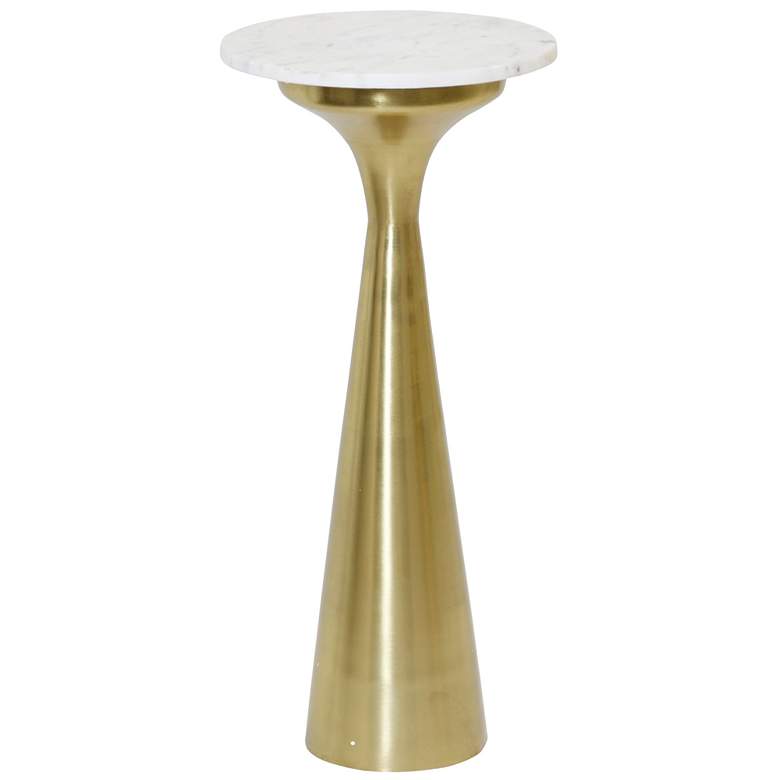 Image 1 StyleCraft 23" High Brass Round Marble Top Drink Table