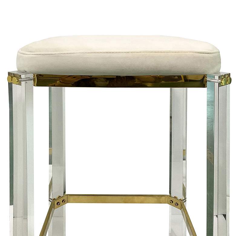 Image 2 StyleCraft 24.5" High Clear Brass Cream Counter Stool more views