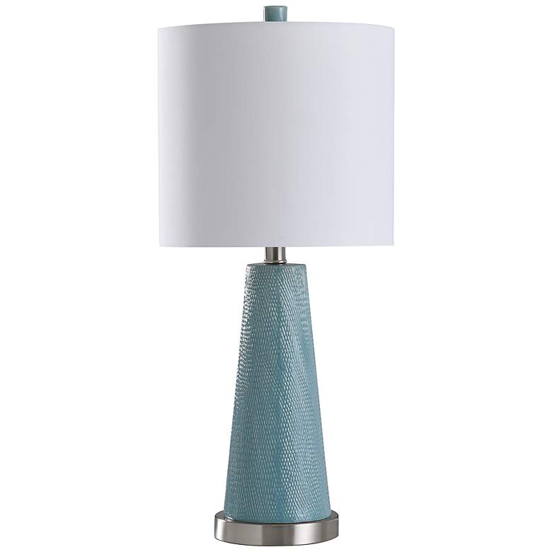 Image 2 Stylecraft 24.5 inch High Coastal Blue Textured Ceramic Table Lamp