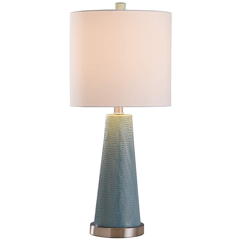 Image 6 Stylecraft 24.5 inch High Coastal Blue Textured Ceramic Table Lamp more views
