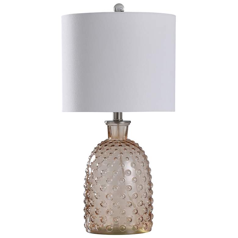 Image 1 Stylecraft 24 inch Beige Textured Glass Table Lamp
