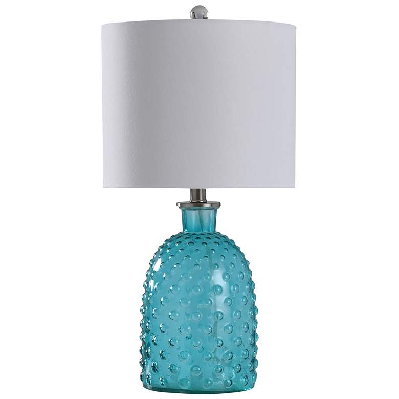 Image 1 Stylecraft 24 inch Contemporary Coastal Textured Blue Glass Table Lamp