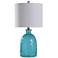 Stylecraft 24" Contemporary Coastal Textured Blue Glass Table Lamp