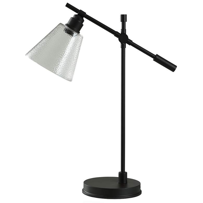 Image 1 StyleCraft 25" High Adjustable Arm Black and Clear Shade Table Lamp