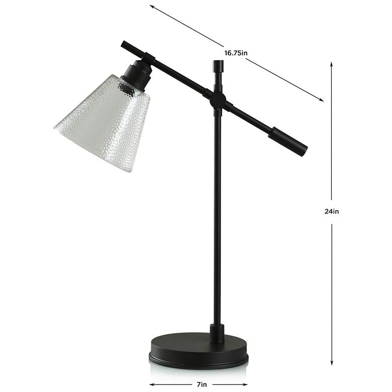 Image 2 StyleCraft 25" High Adjustable Arm Black and Clear Shade Table Lamp more views