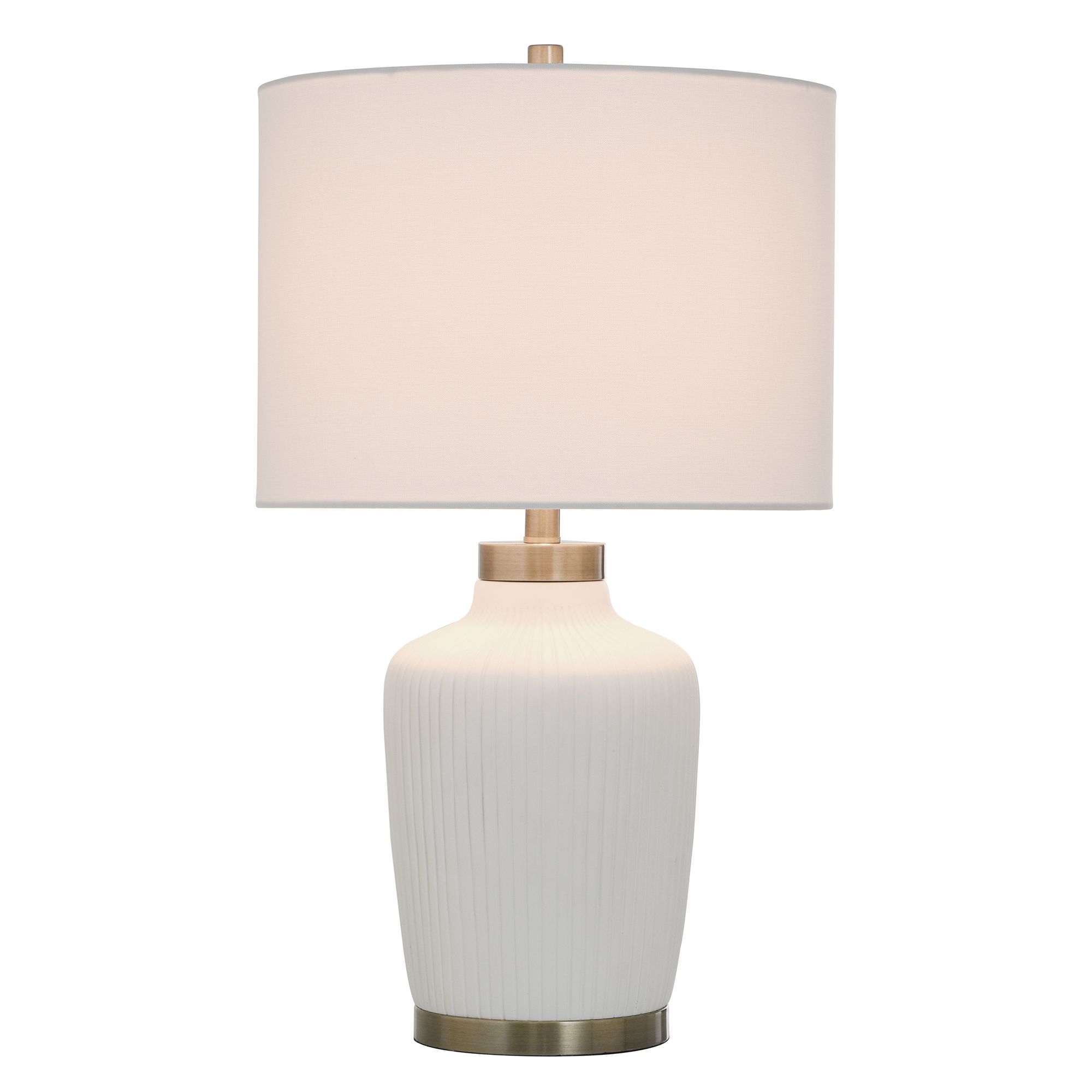 Thumbnail2 of StyleCraft 27.75"H Satin Halifax White And Gold Table Lamp w/ White Sh more views
