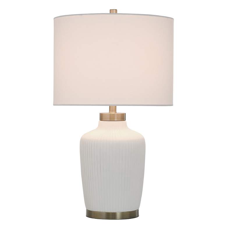Image 2 StyleCraft 27.75"H Satin Halifax White And Gold Table Lamp w/ White Sh more views
