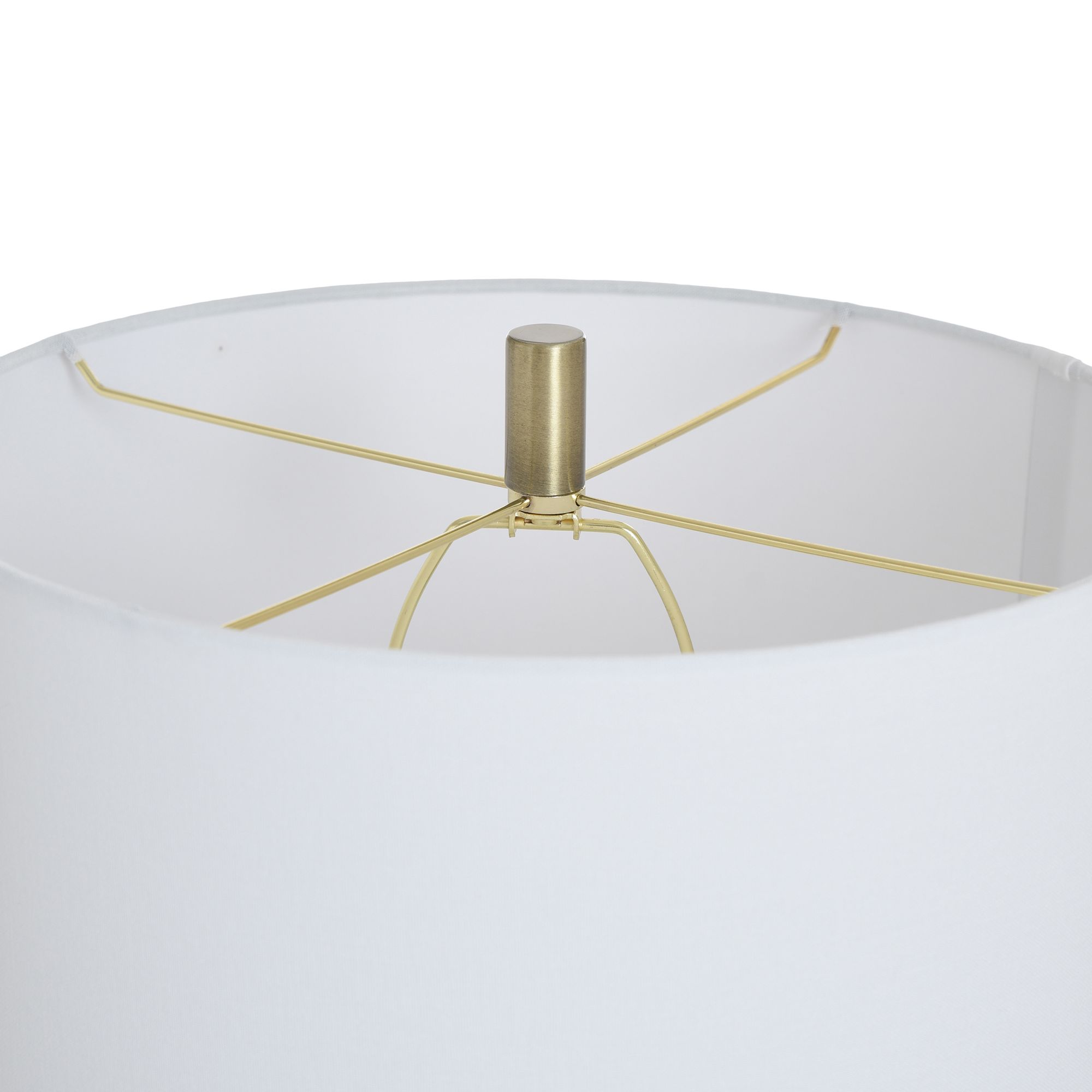 StyleCraft 27.75"H Satin Halifax White And Gold Table Lamp w/ White Sh