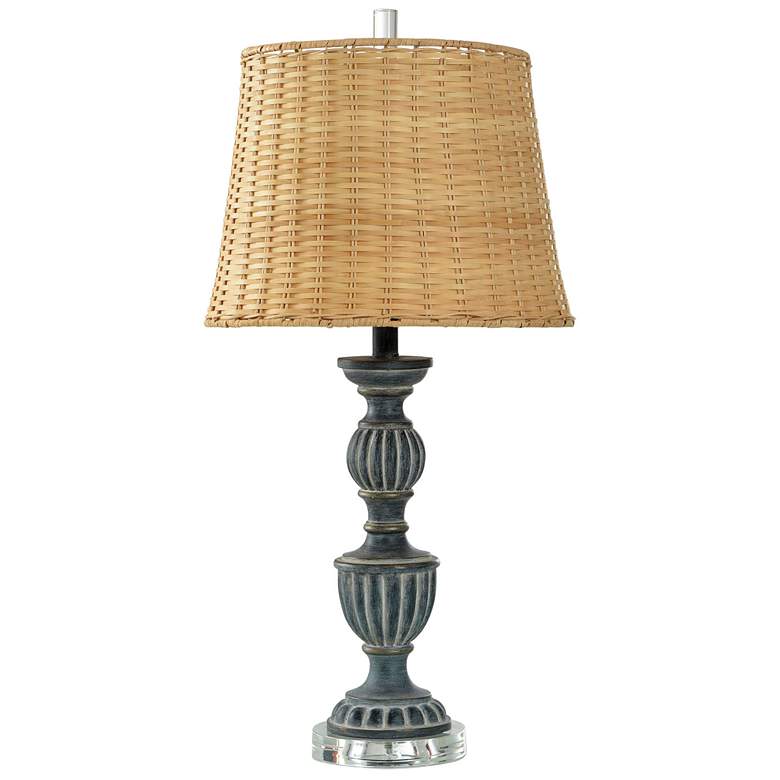 Image 1 StyleCraft 28.5" High Dark Baltic Table Lamp w/ Bamboo Wicker Shade