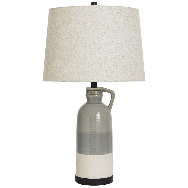 Image 1 StyleCraft 28.75" High Rustic Grey Ceramic Table Lamp With White Shade