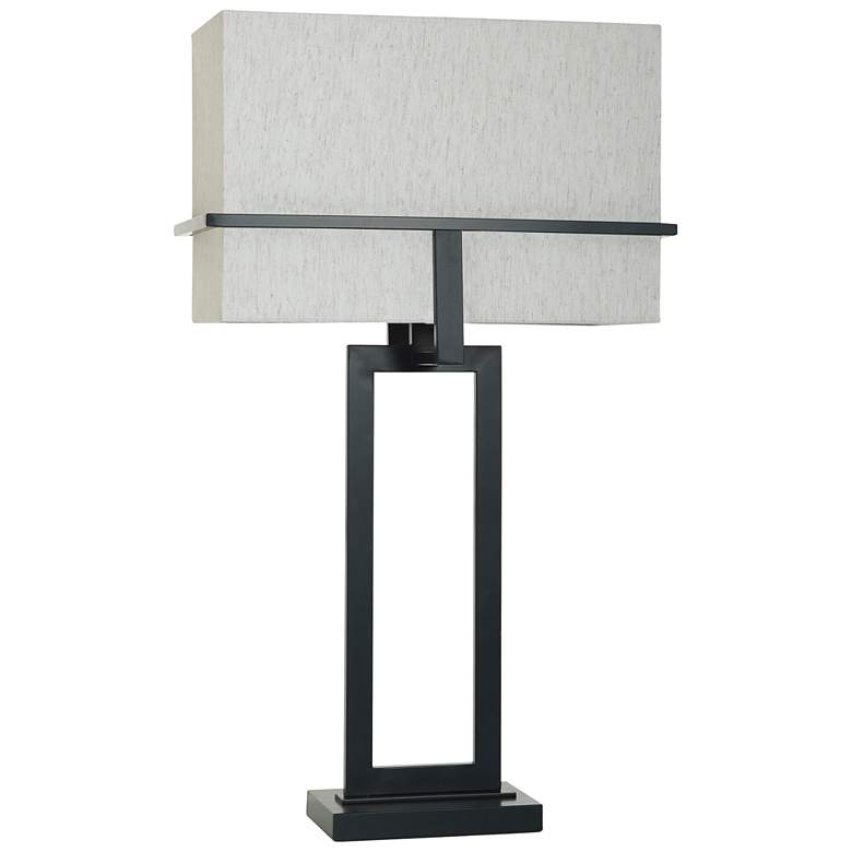 Image 1 StyleCraft 29.5"H Tabby Black Contemporary Table Lamp w/ Beige Shade