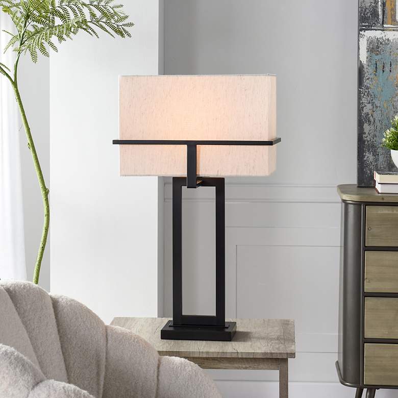 Image 6 StyleCraft 29.5"H Tabby Black Contemporary Table Lamp w/ Beige Shade more views