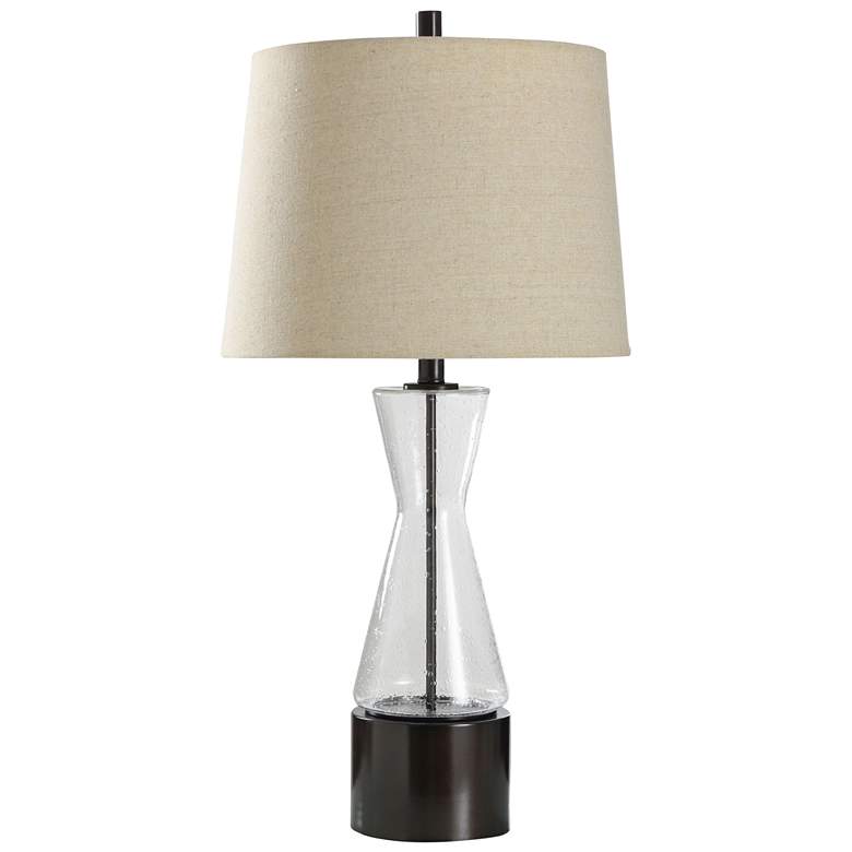 Image 1 StyleCraft 29.75"H Ketter Bronze Glass Table Lamp With Natural Shade
