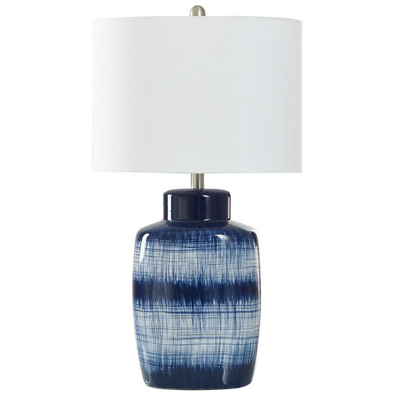 Image 1 StyleCraft 29" High Yale Blue Ceramic Table Lamp With White Shade
