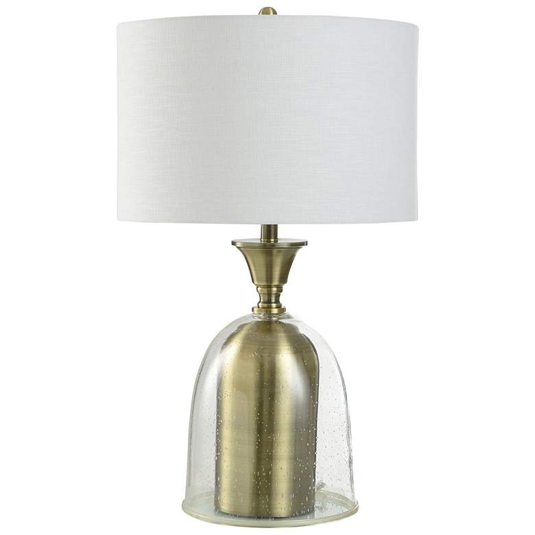 Image 1 StyleCraft 29"H Seeded Glass And Antique Bronze Table Lamp w/ White Sh