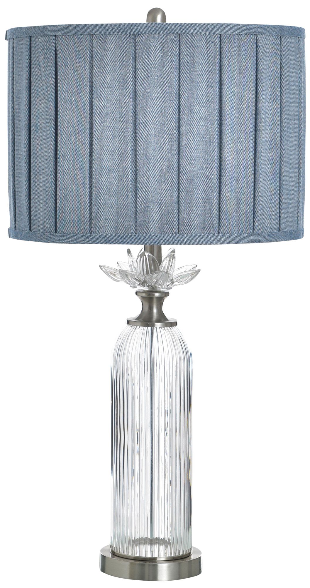 StyleCraft 30.5" High Lotus Silver Table Lamp with Blue Shade