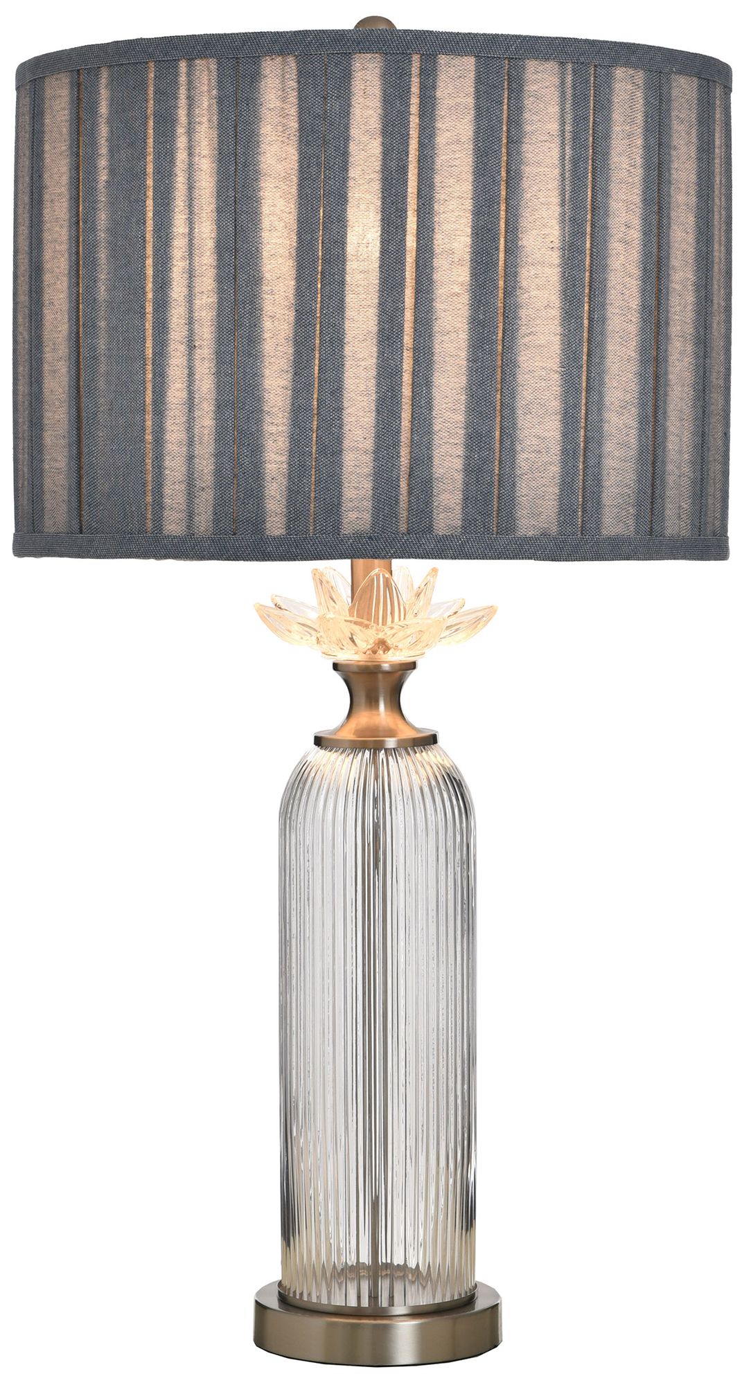 Image 3 StyleCraft 30.5" High Lotus Silver Table Lamp with Blue Shade more views