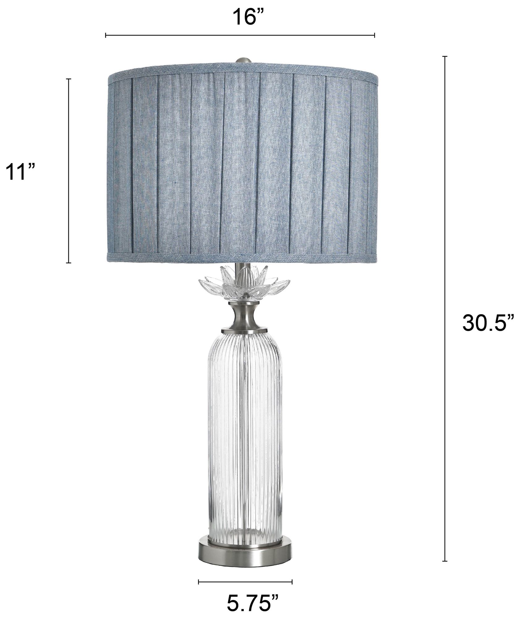 Image 7 StyleCraft 30.5" High Lotus Silver Table Lamp with Blue Shade more views