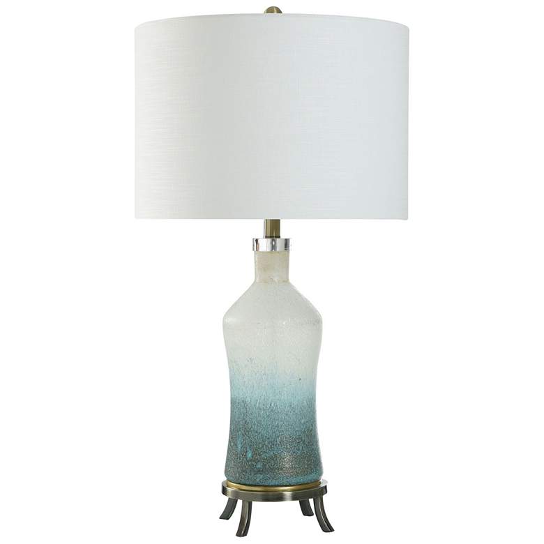 Image 1 StyleCraft 30.5" High Blue Bows Glass Table Lamp With White Shade