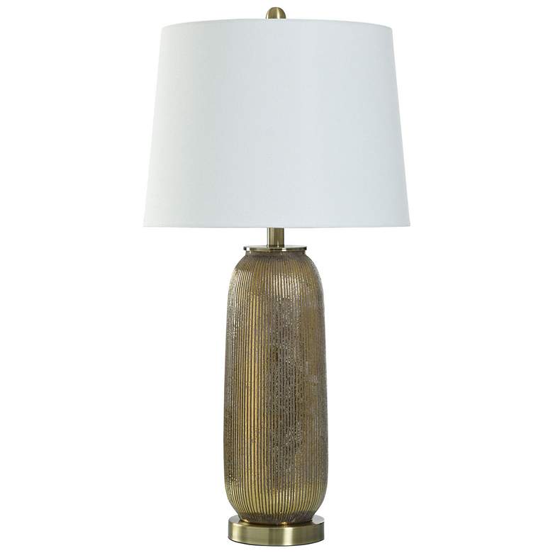 Image 1 StyleCraft 30.5" High Dark Caramel Gold Ceramic Table Lamp w/ White Sh