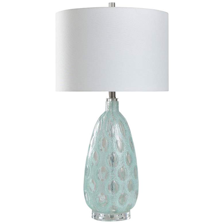 Image 1 StyleCraft 30.5" High Mireilie Blue Glass Table Lamp With White Shade